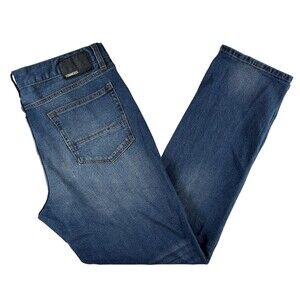 Commerce Jeans Mens 35x32 Medium Wash Blue Slim Tapered Stretch Denim Zip Fly